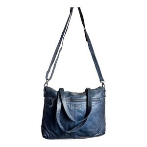 Gianni Conti Handbag Shoulder Crossbody Strap Navy 100% Leather Made Italy